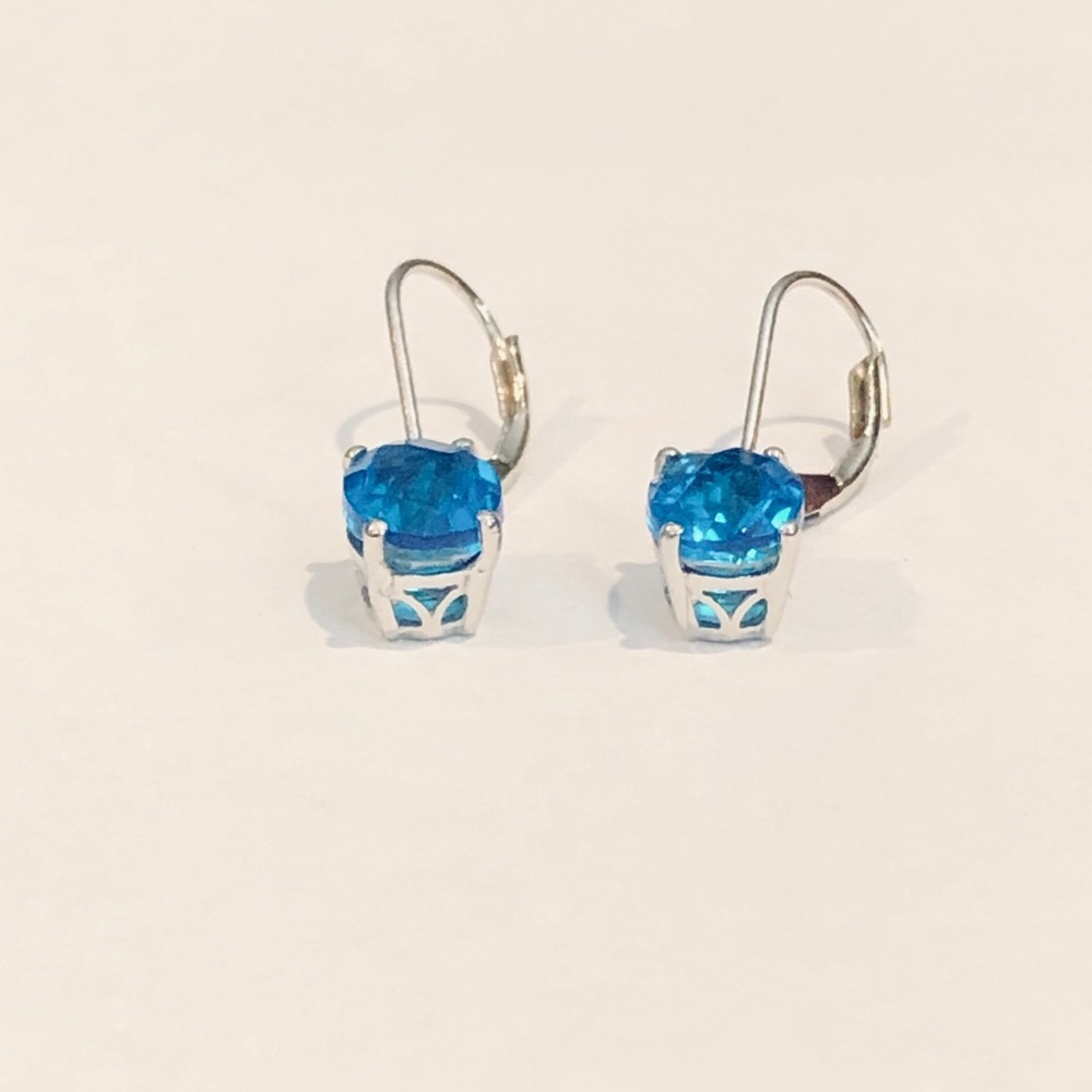 Swiss Blue Topaz Sterling Silver Dangle Earrings - Picture 2 of 5